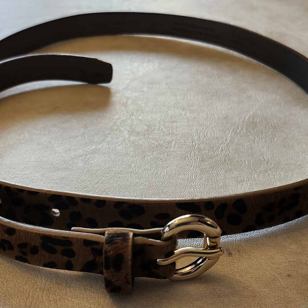 Banana Republic Animal Print Belt with Gold Buckle